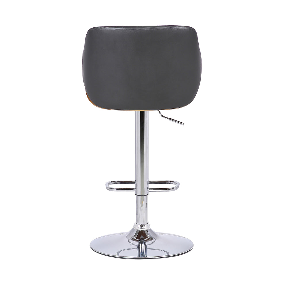 Gray and Silver Faux Leather and Iron Low Back Adjustable Height Swivel Bar Chair By Homeroots | Bar Stools | Modishstore - 6