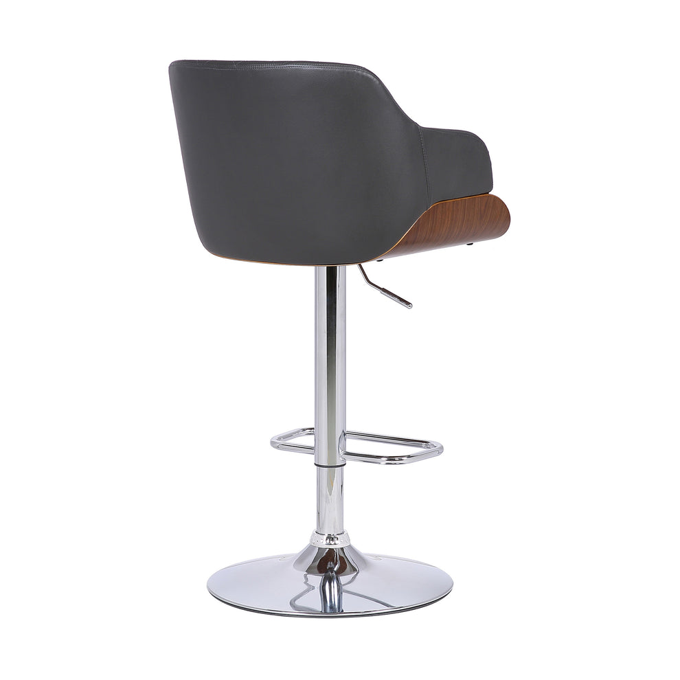 Gray and Silver Faux Leather and Iron Low Back Adjustable Height Swivel Bar Chair By Homeroots | Bar Stools | Modishstore - 5