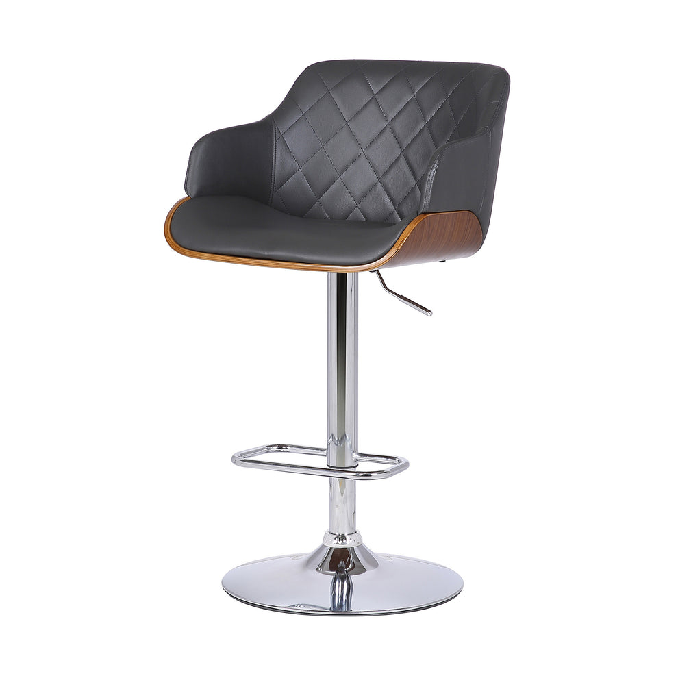 Gray and Silver Faux Leather and Iron Low Back Adjustable Height Swivel Bar Chair By Homeroots | Bar Stools | Modishstore - 8