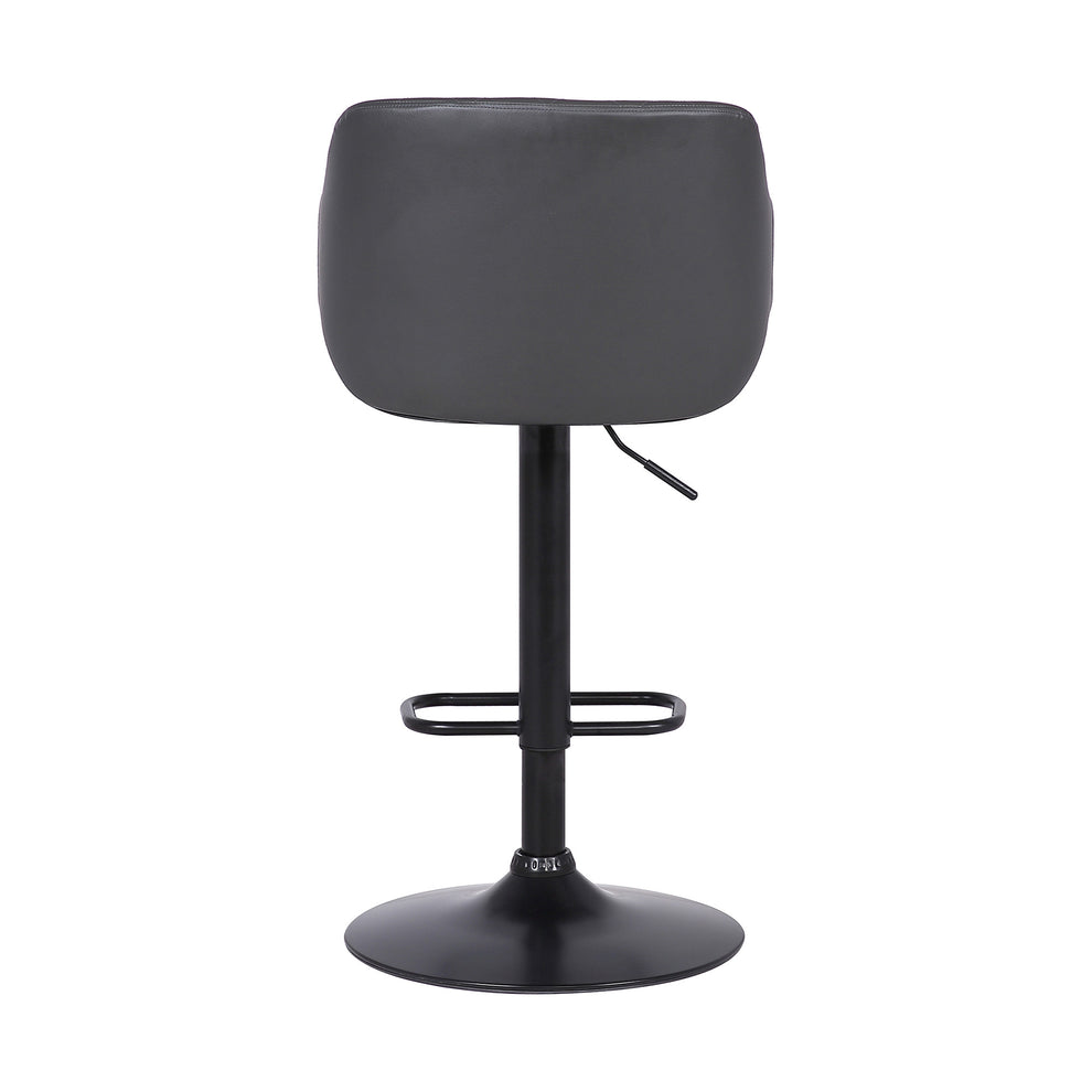 Gray and Black Faux Leather and Iron Low Back Adjustable Height Swivel Bar Chair By Homeroots | Bar Stools | Modishstore - 6