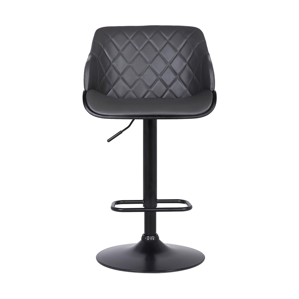 Gray and Black Faux Leather and Iron Low Back Adjustable Height Swivel Bar Chair By Homeroots | Bar Stools | Modishstore - 3