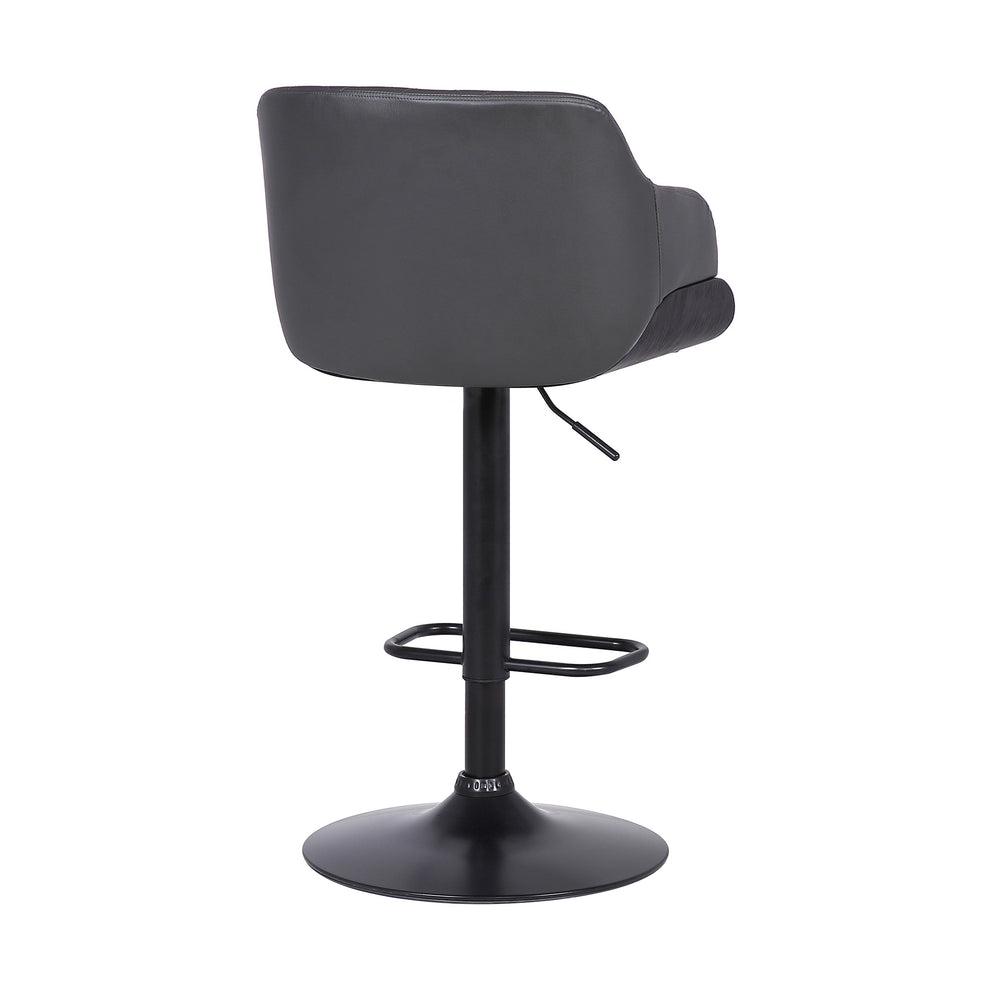 Gray and Black Faux Leather and Iron Low Back Adjustable Height Swivel Bar Chair By Homeroots | Bar Stools | Modishstore - 5