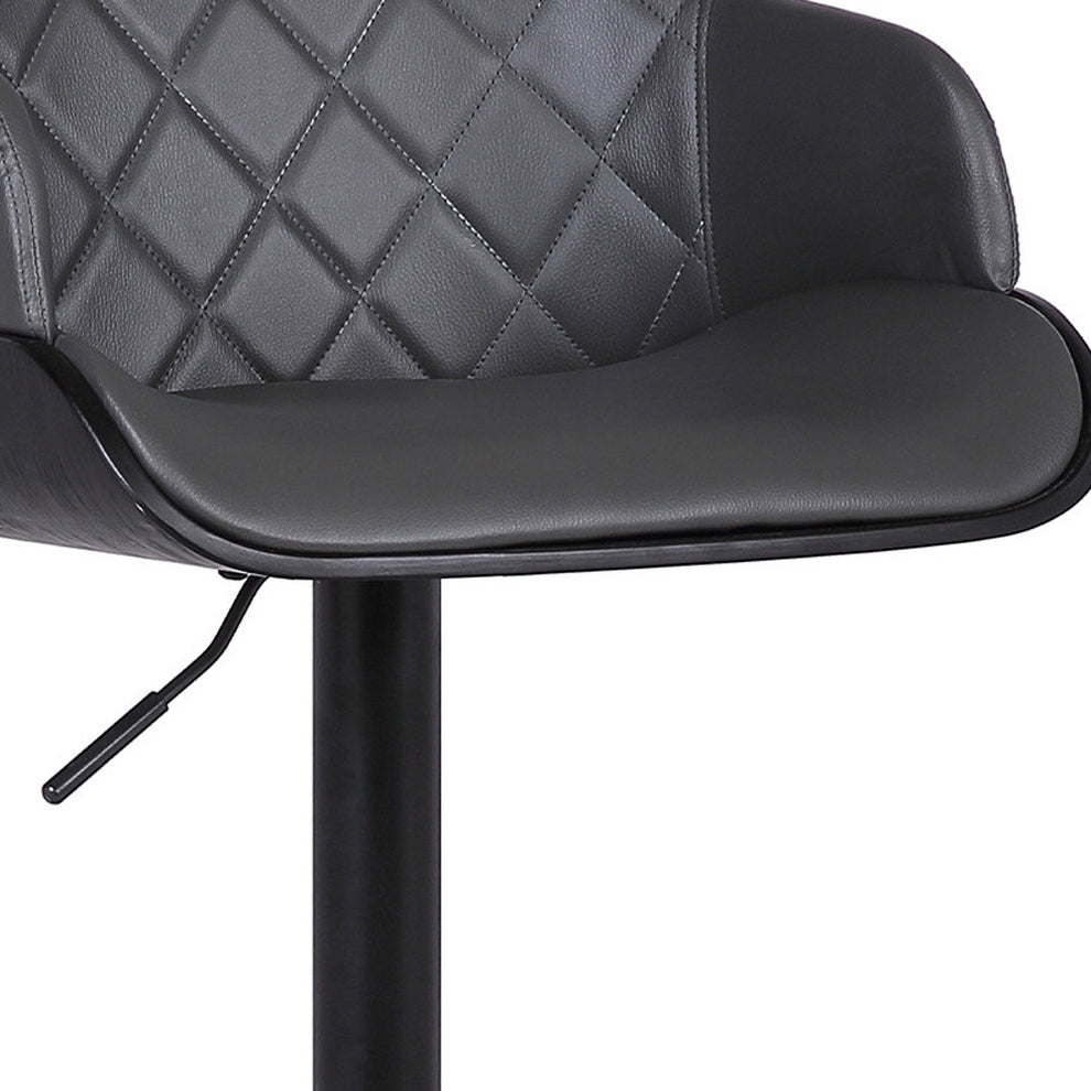 Gray and Black Faux Leather and Iron Low Back Adjustable Height Swivel Bar Chair By Homeroots | Bar Stools | Modishstore - 8