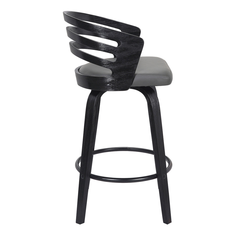 Gray and Black Fabric and Iron Low Back Counter Height Swivel Bar Chair By Homeroots | Bar Stools | Modishstore - 4