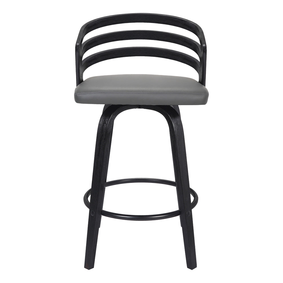 Gray and Black Fabric and Iron Low Back Counter Height Swivel Bar Chair By Homeroots | Bar Stools | Modishstore - 2