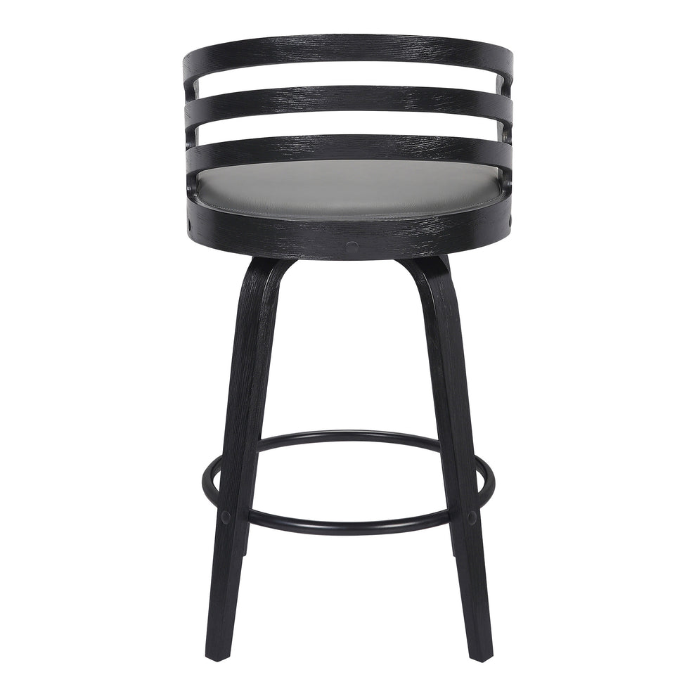 Gray and Black Fabric and Iron Low Back Counter Height Swivel Bar Chair By Homeroots | Bar Stools | Modishstore - 5