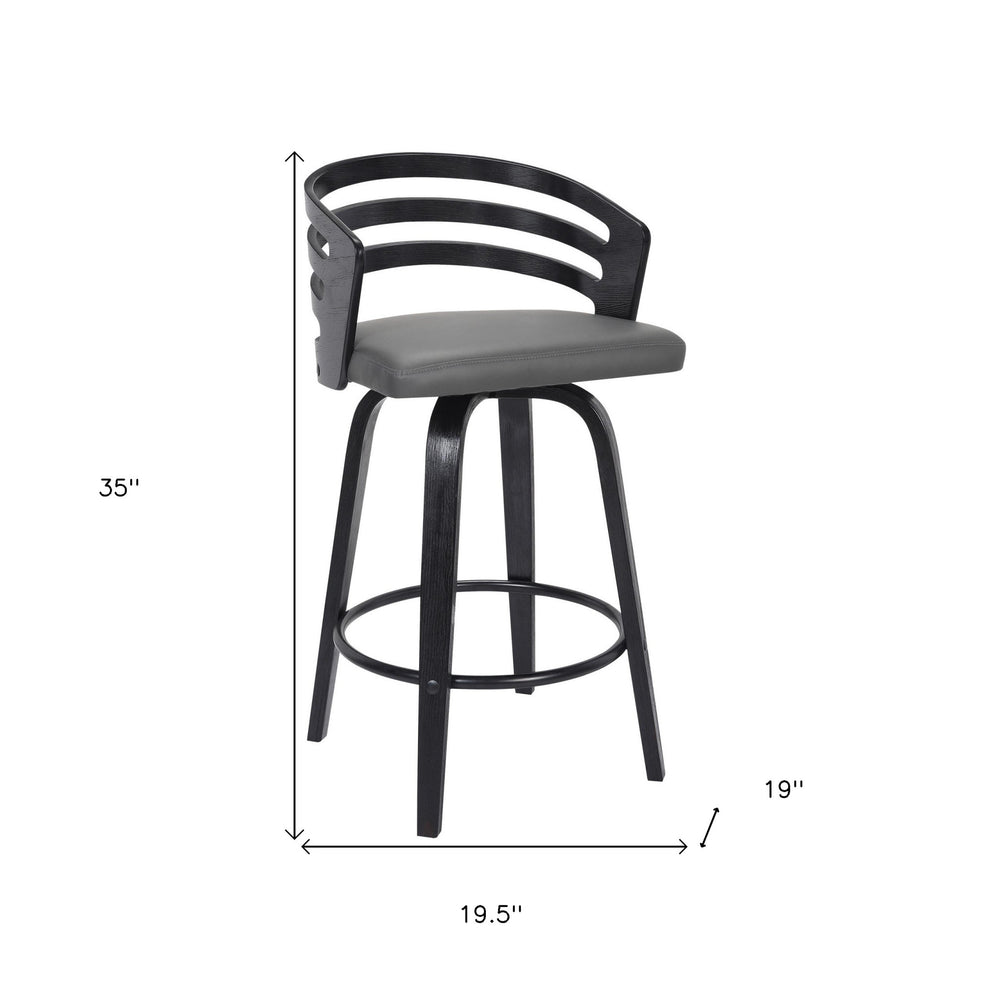 Gray and Black Fabric and Iron Low Back Counter Height Swivel Bar Chair By Homeroots | Bar Stools | Modishstore - 6