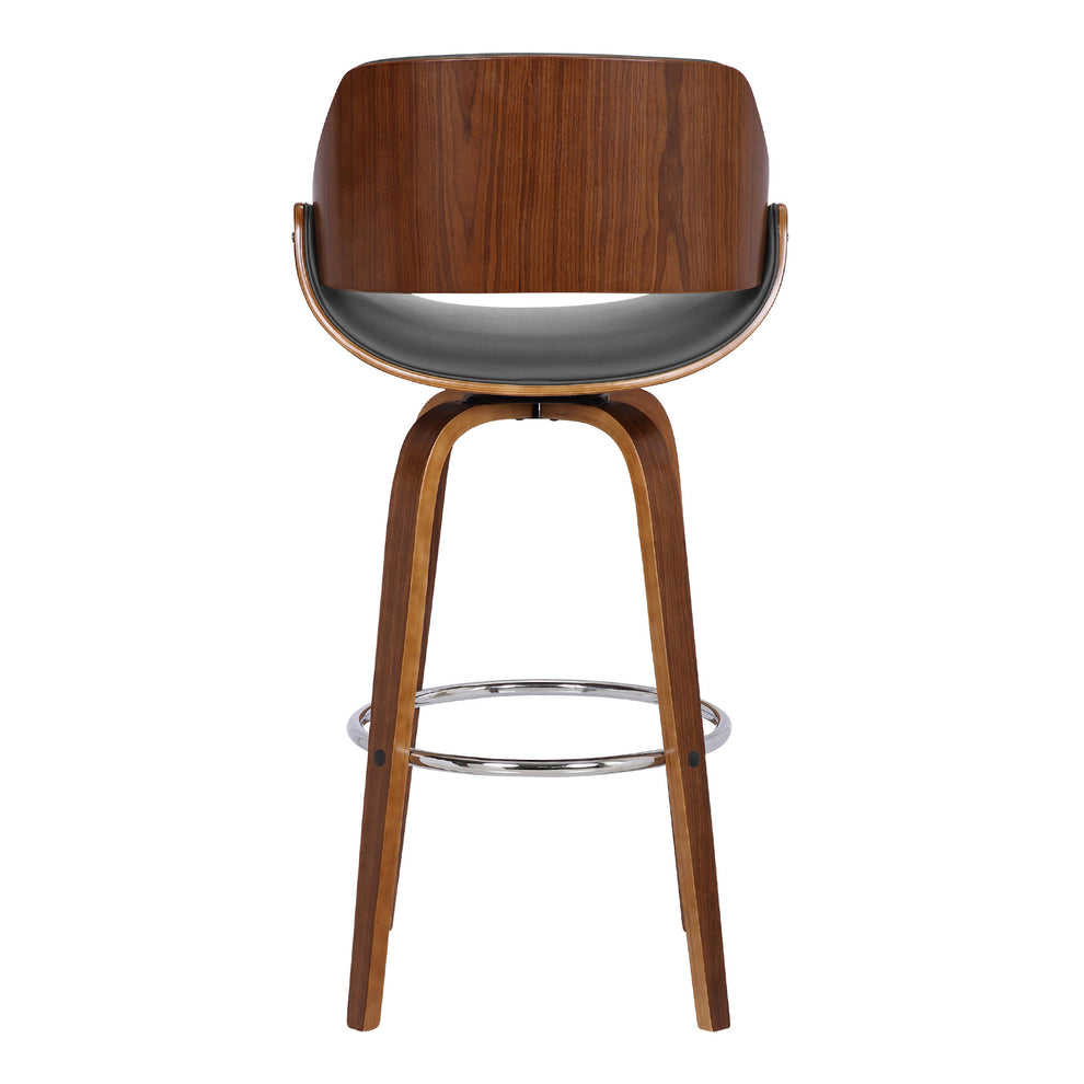 Gray And Brown Faux Leather And Iron Swivel Low Back Counter Height Bar Chair By Homeroots | Bar Stools | Modishstore - 6