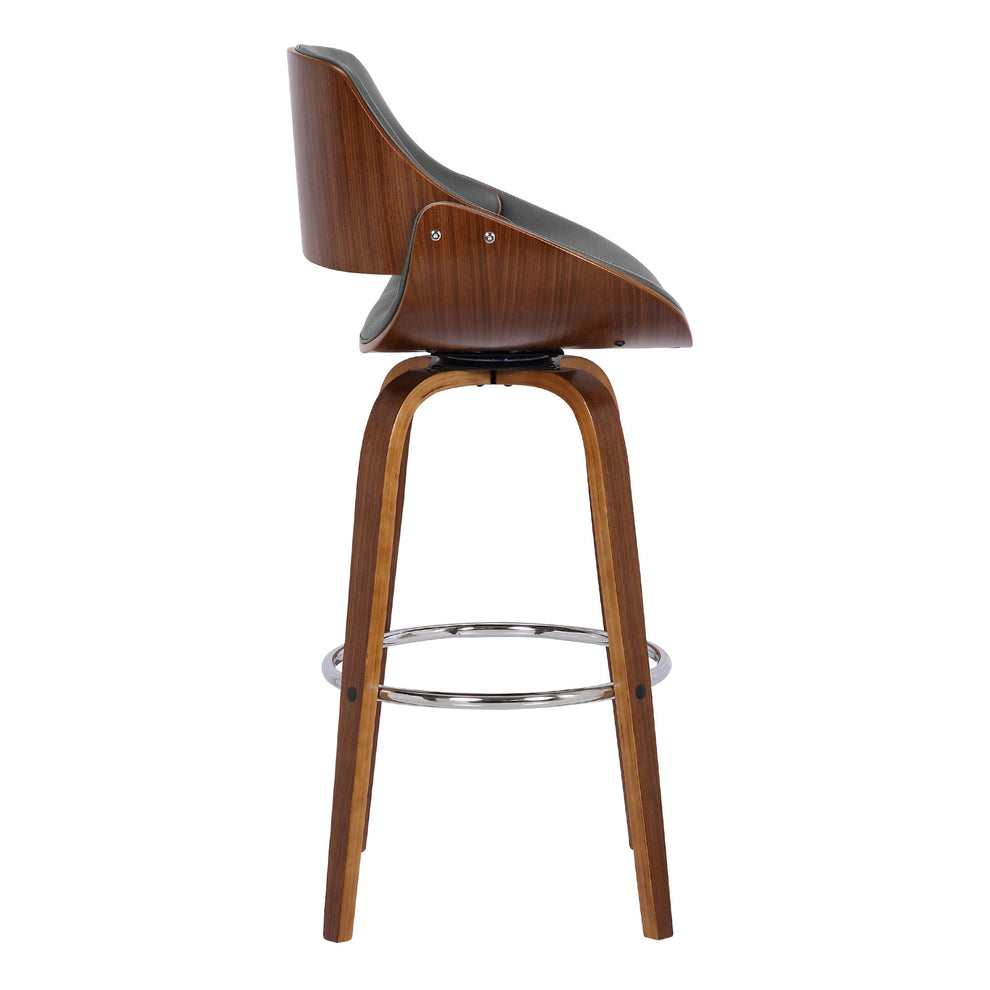 Gray And Brown Faux Leather And Iron Swivel Low Back Counter Height Bar Chair By Homeroots | Bar Stools | Modishstore - 4