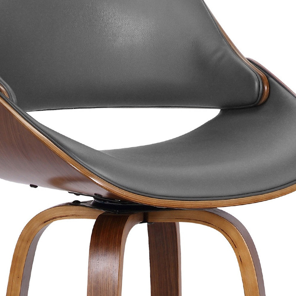 Gray And Brown Faux Leather And Iron Swivel Low Back Counter Height Bar Chair By Homeroots | Bar Stools | Modishstore - 8