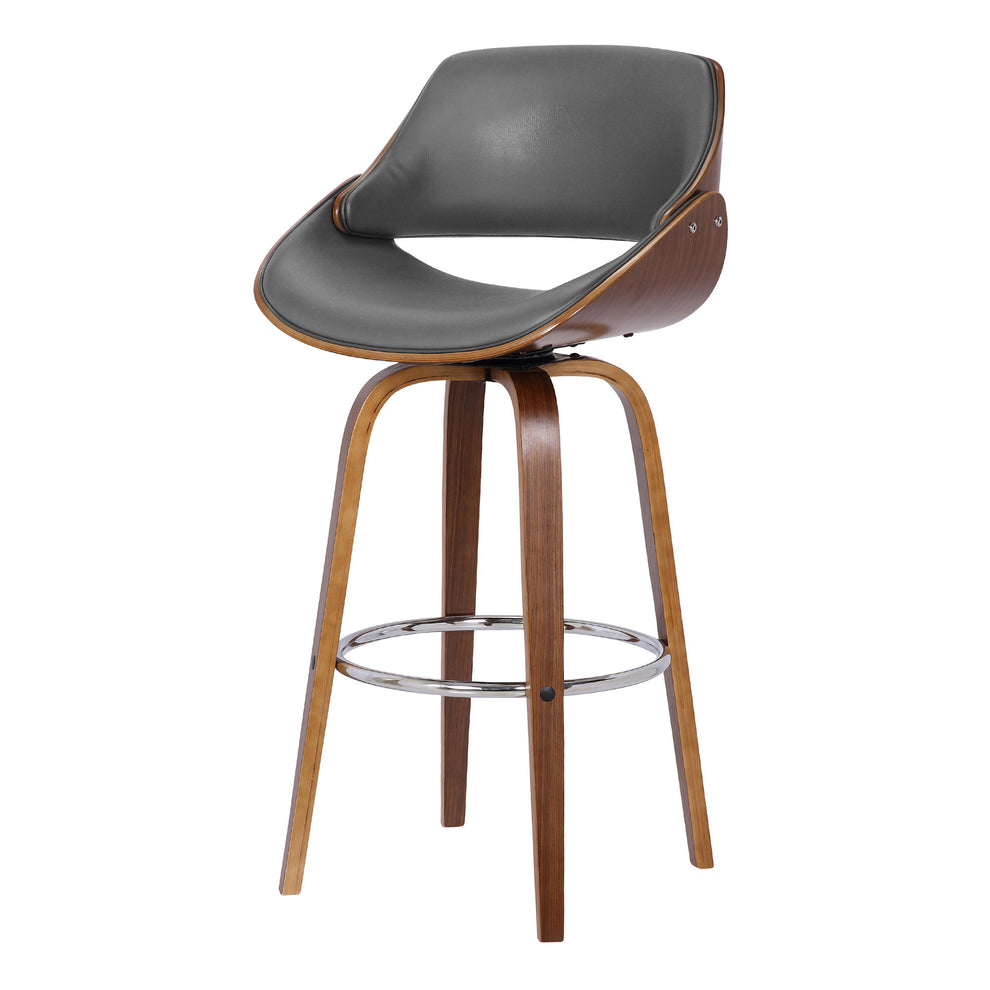 Gray And Brown Faux Leather And Iron Swivel Low Back Counter Height Bar Chair By Homeroots | Bar Stools | Modishstore - 7
