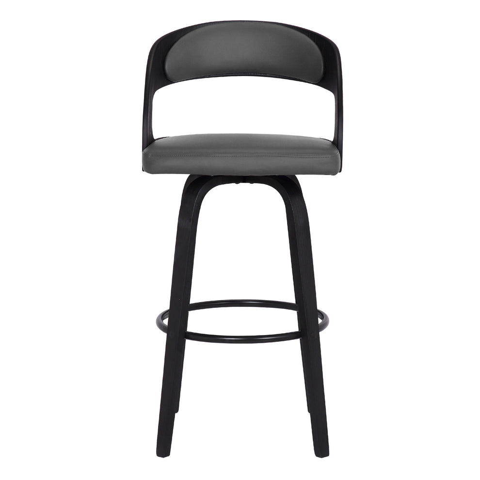 Gray And Black Iron Swivel Low Back Bar Height Bar Chair By Homeroots | Bar Stools | Modishstore - 2