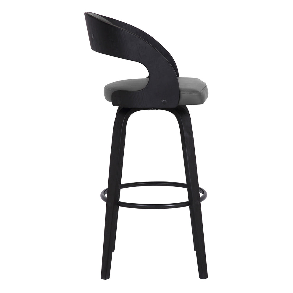 Gray And Black Iron Swivel Low Back Bar Height Bar Chair By Homeroots | Bar Stools | Modishstore - 3
