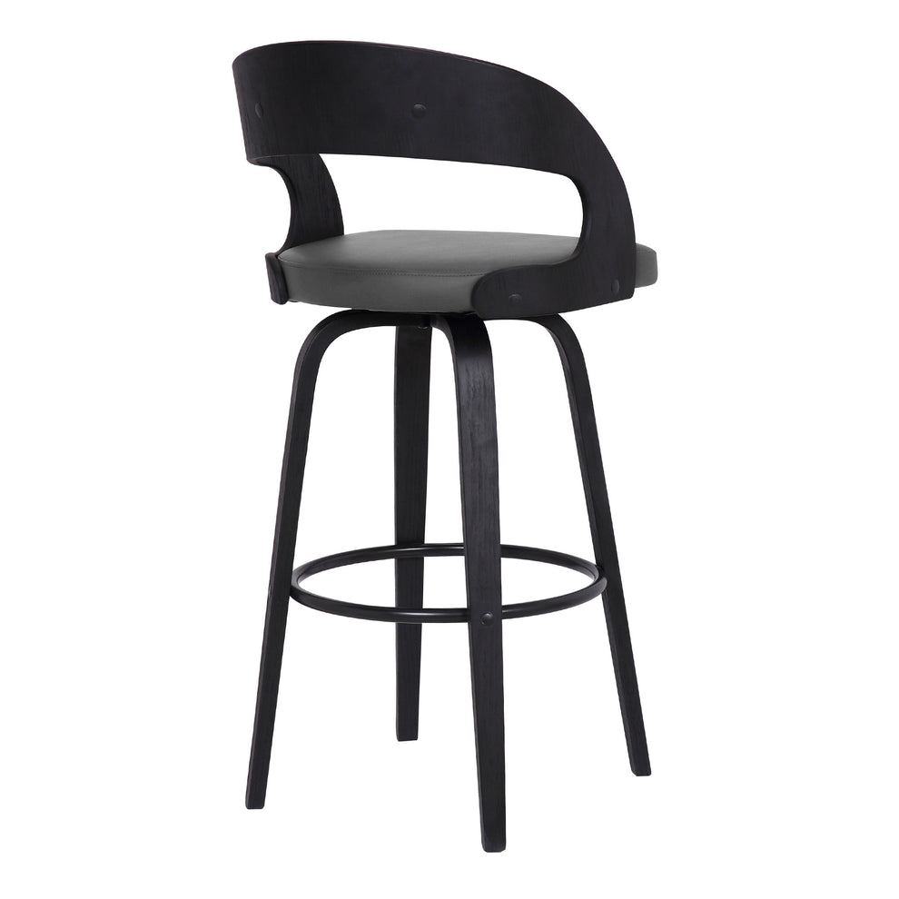 Gray And Black Iron Swivel Low Back Bar Height Bar Chair By Homeroots | Bar Stools | Modishstore - 4