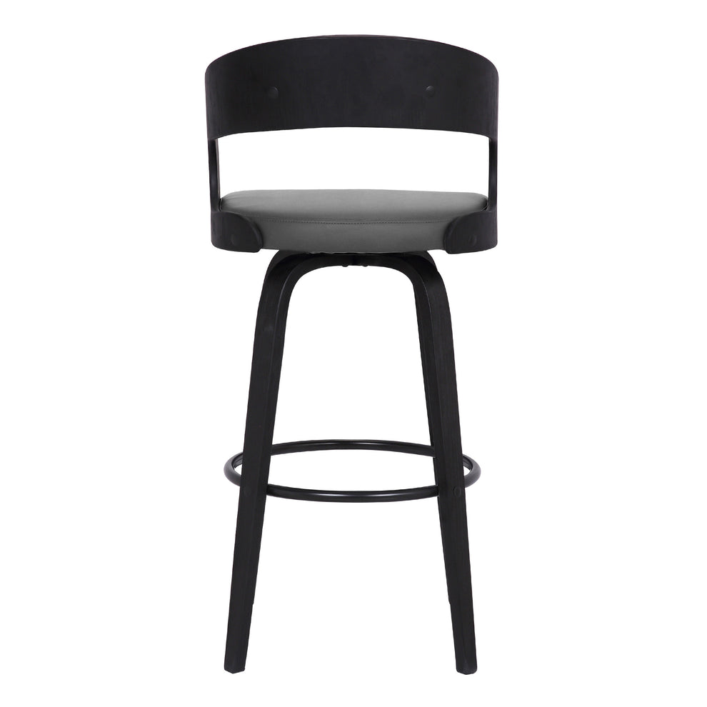 Gray And Black Iron Swivel Low Back Bar Height Bar Chair By Homeroots | Bar Stools | Modishstore - 5