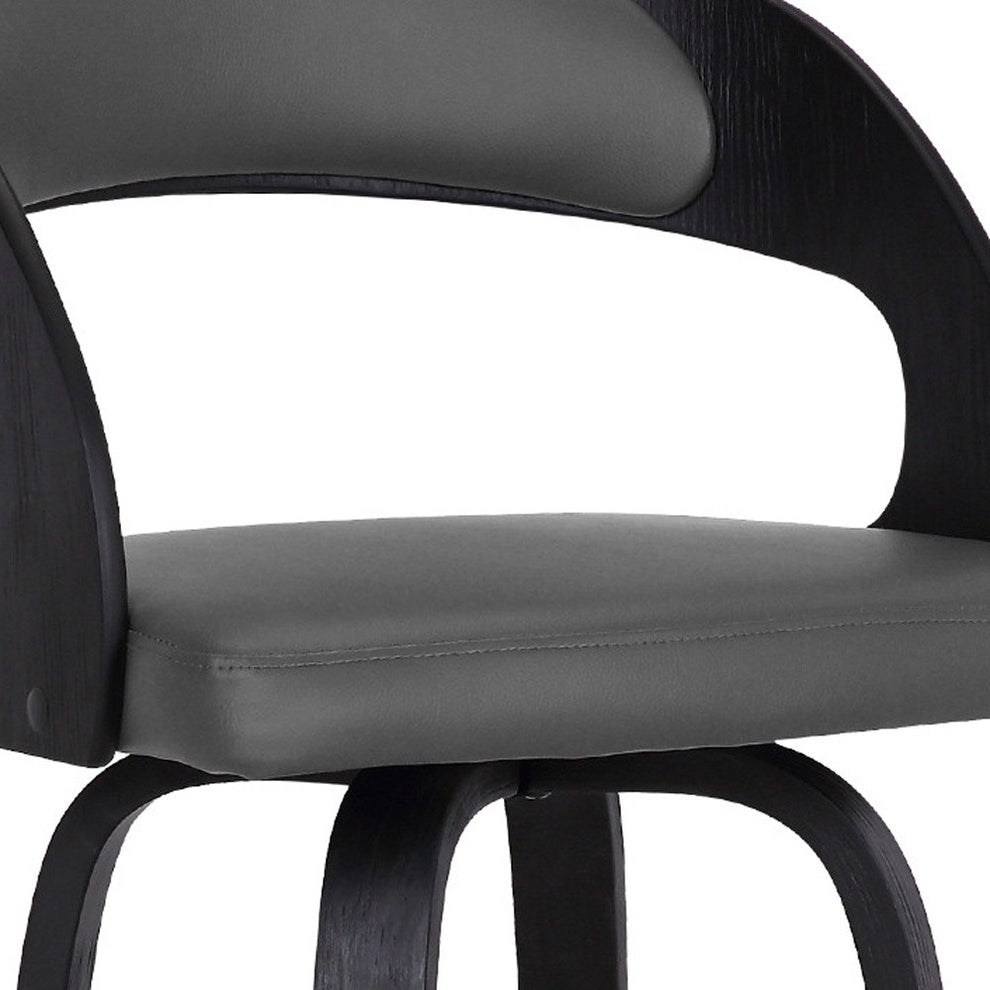Gray And Black Iron Swivel Low Back Bar Height Bar Chair By Homeroots | Bar Stools | Modishstore - 7