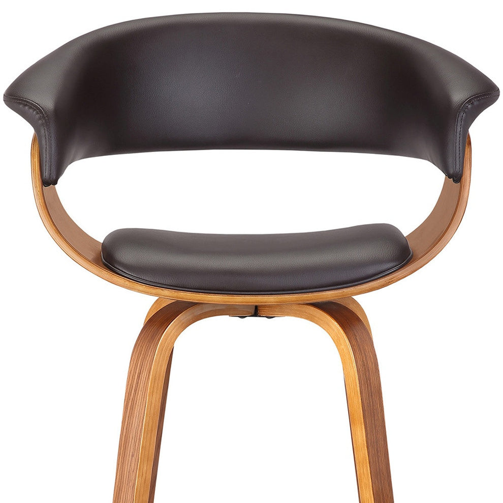 Brown Faux Leather And Iron Swivel Low Back Counter Height Bar Chair By Homeroots | Bar Stools | Modishstore - 7