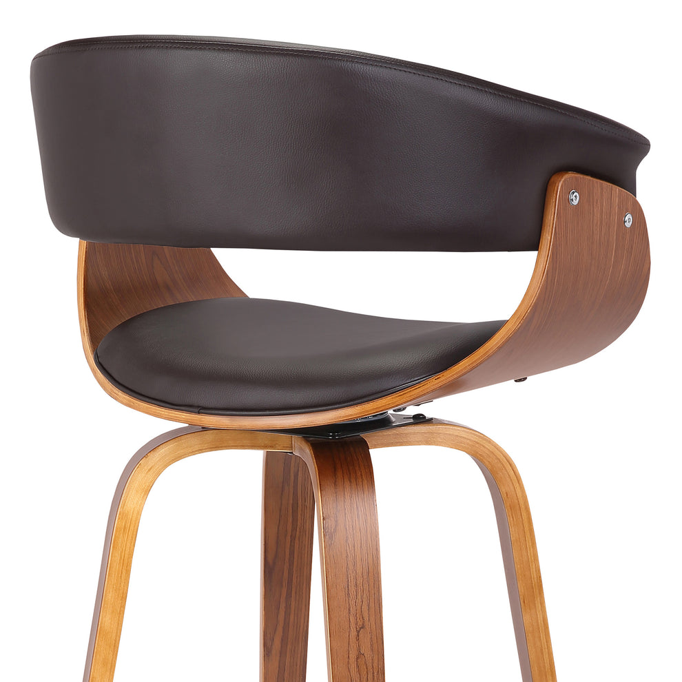 Brown Faux Leather And Iron Swivel Low Back Counter Height Bar Chair By Homeroots | Bar Stools | Modishstore - 6
