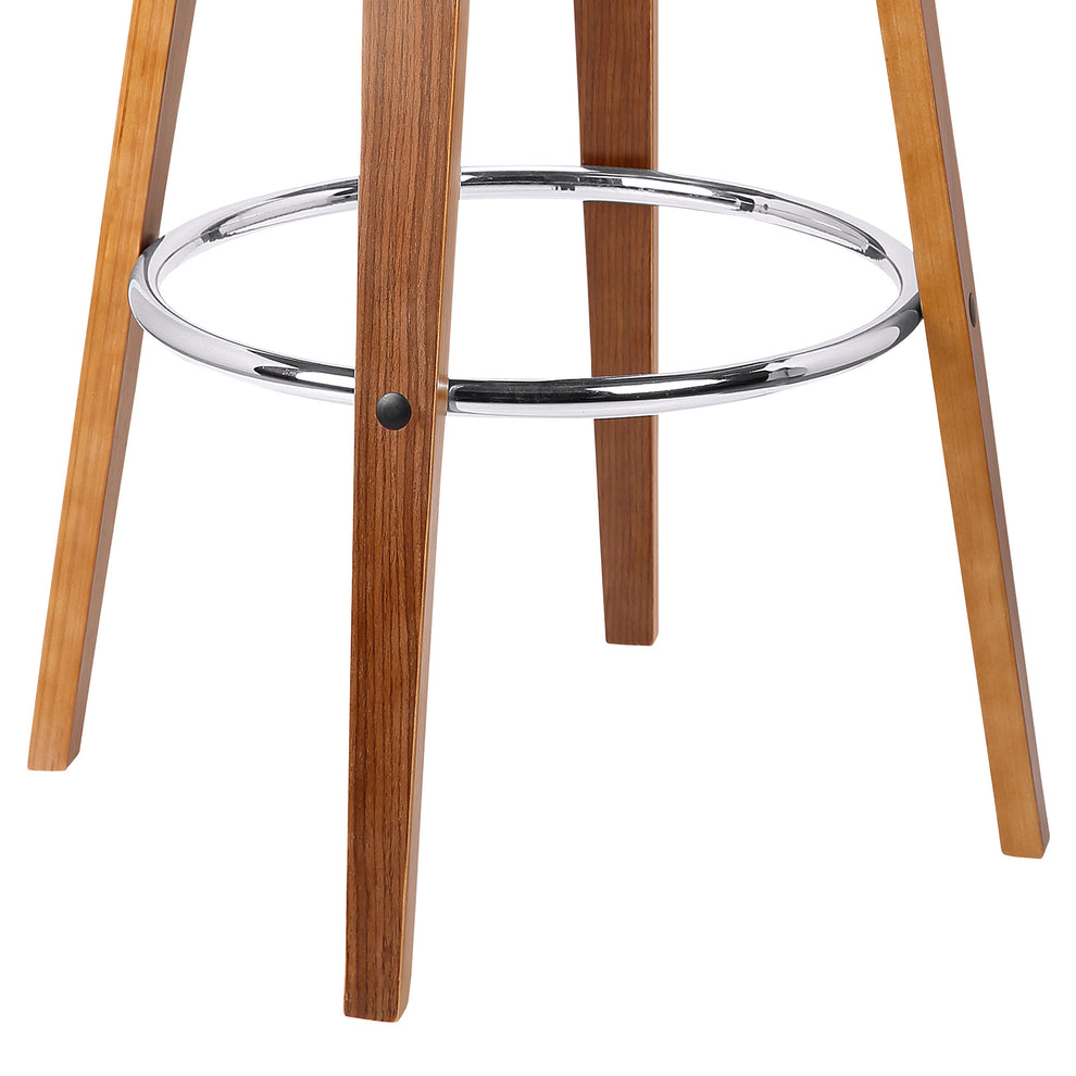 Brown Faux Leather And Solid Wood Swivel Low Back Bar Height Bar Chair By Homeroots | Bar Stools | Modishstore - 7