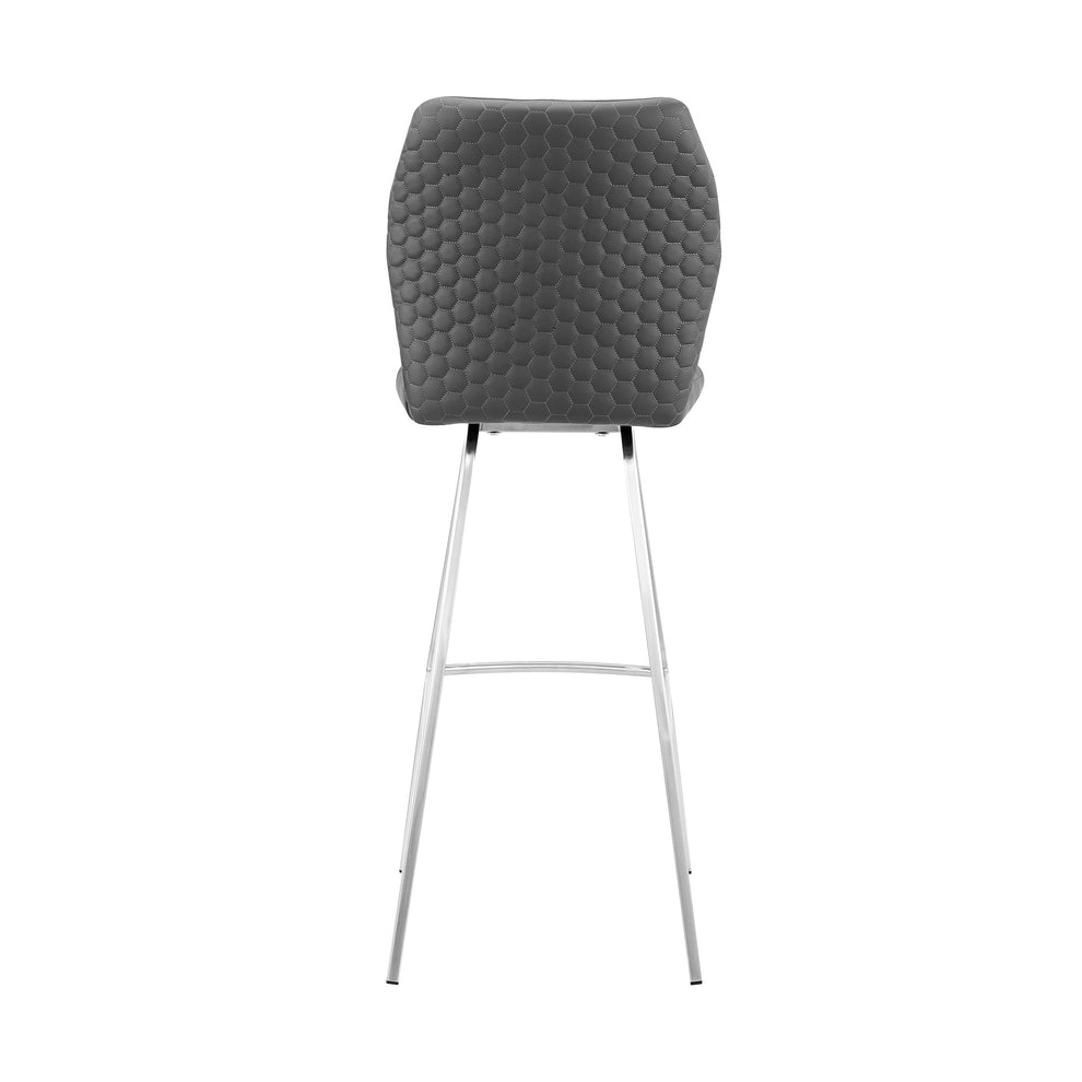 Gray And Silver Faux Leather And Iron Counter Height Bar Chair By Homeroots | Bar Stools | Modishstore - 6