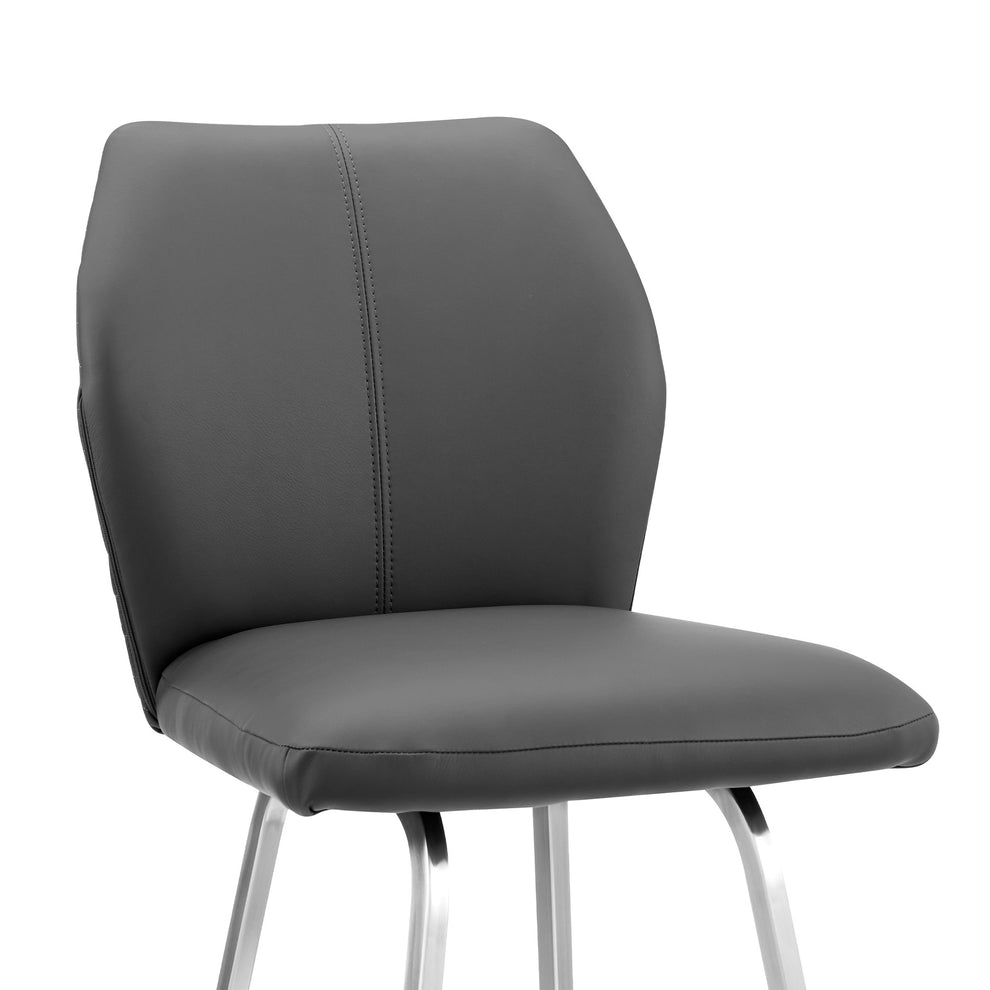 Gray And Silver Faux Leather And Iron Counter Height Bar Chair By Homeroots | Bar Stools | Modishstore - 8