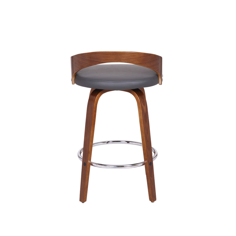 Gray and Brown Faux Leather and Iron Low Back Counter Height Swivel Bar Chair By Homeroots | Bar Stools | Modishstore - 6