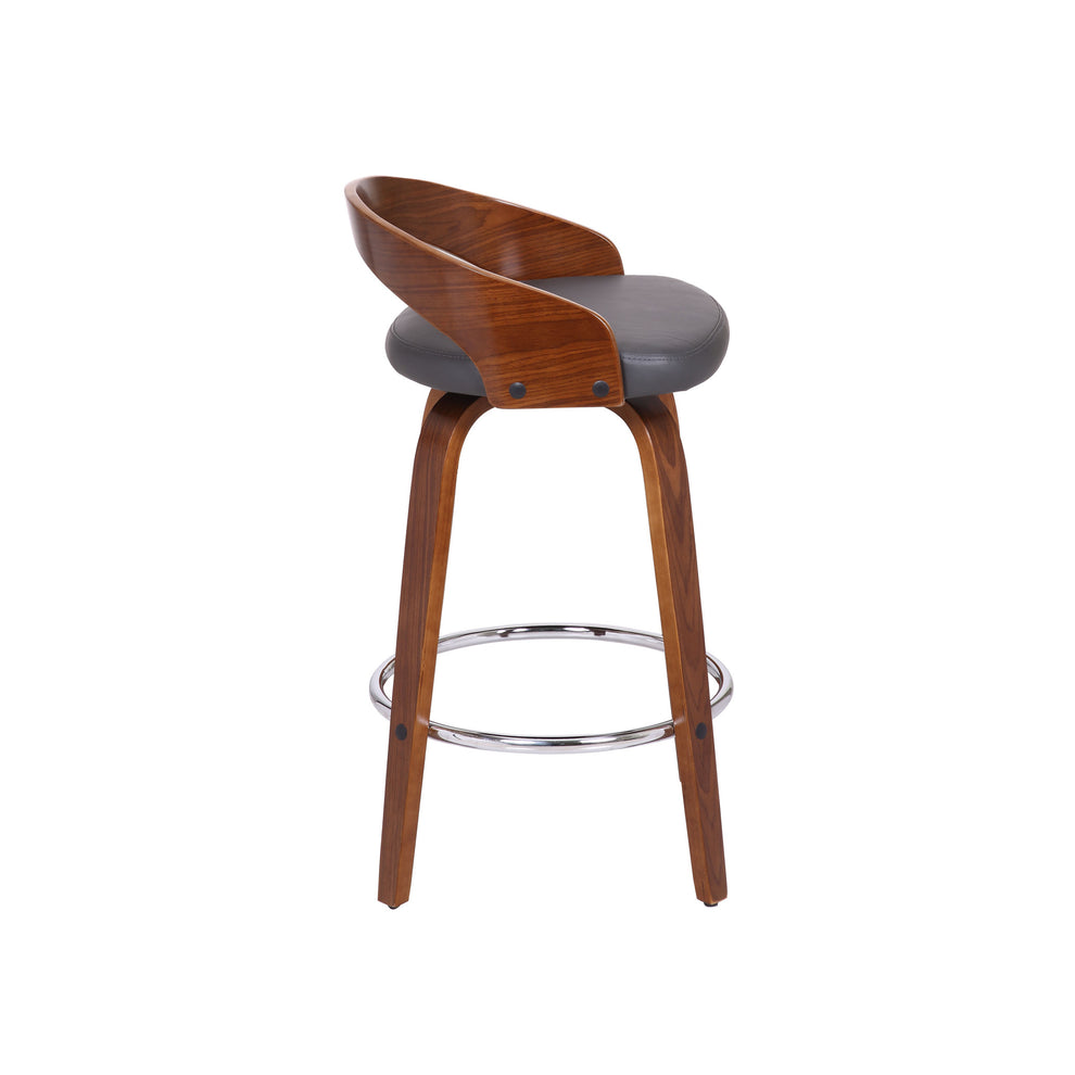Gray and Brown Faux Leather and Iron Low Back Counter Height Swivel Bar Chair By Homeroots | Bar Stools | Modishstore - 4