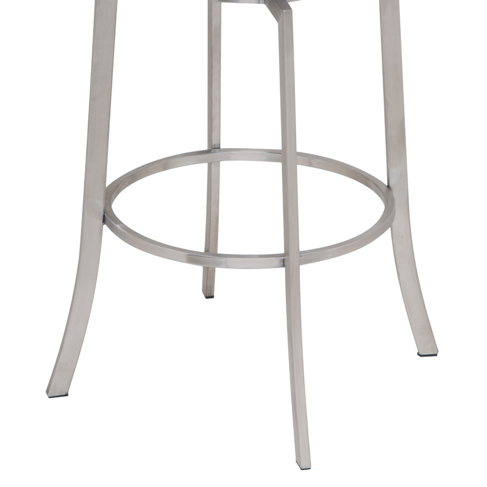 Gray And Silver Faux Leather And Iron Swivel Low Back Counter Height Bar Chair By Homeroots | Bar Stools | Modishstore - 4