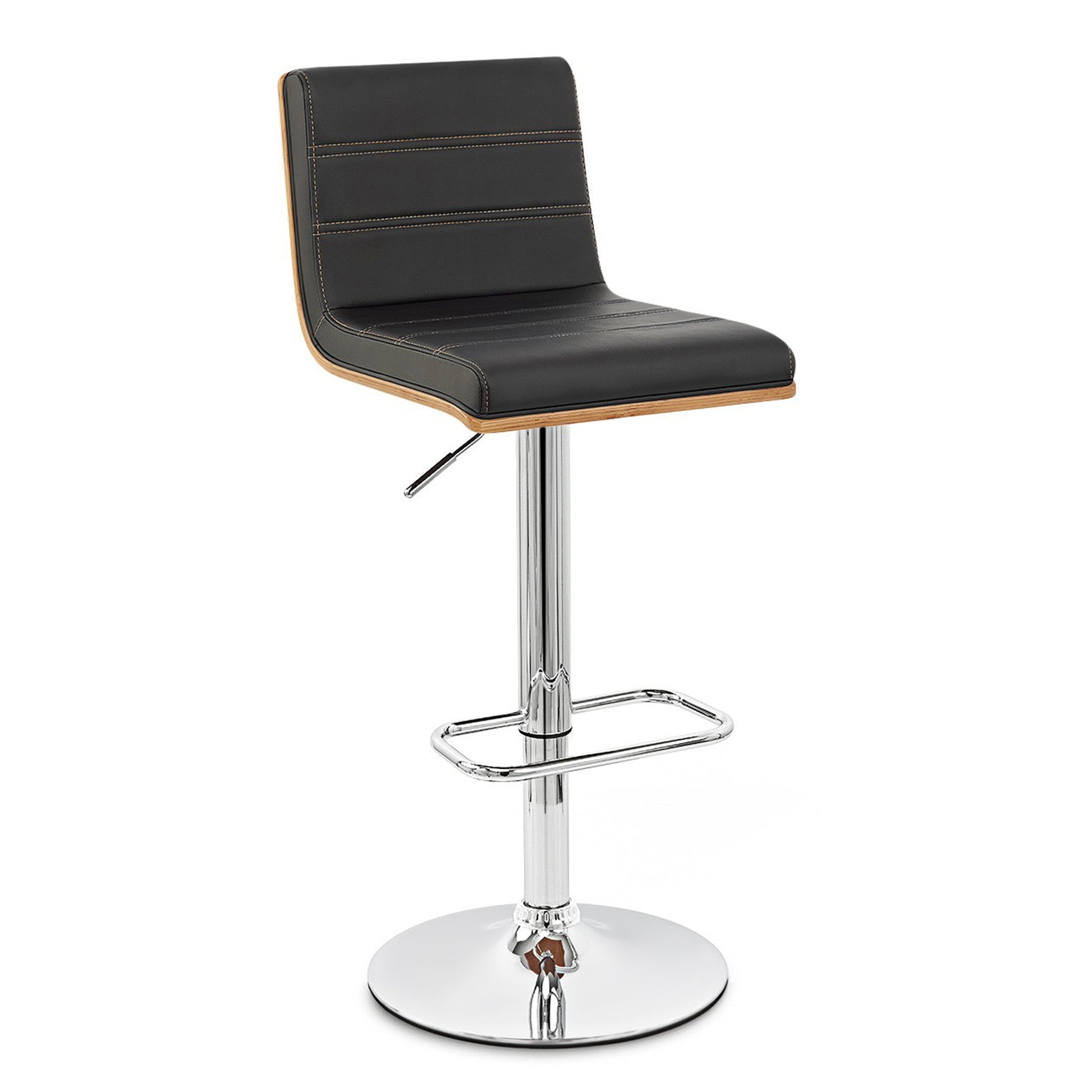 Black and Silver Fabric and Iron Low Back Adjustable Height Swivel Bar Chair By Homeroots | Bar Stools | Modishstore - 1