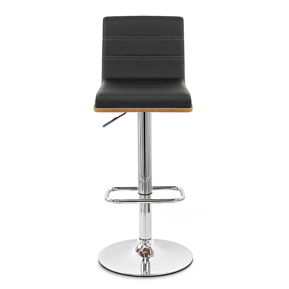 Black and Silver Fabric and Iron Low Back Adjustable Height Swivel Bar Chair By Homeroots | Bar Stools | Modishstore - 3