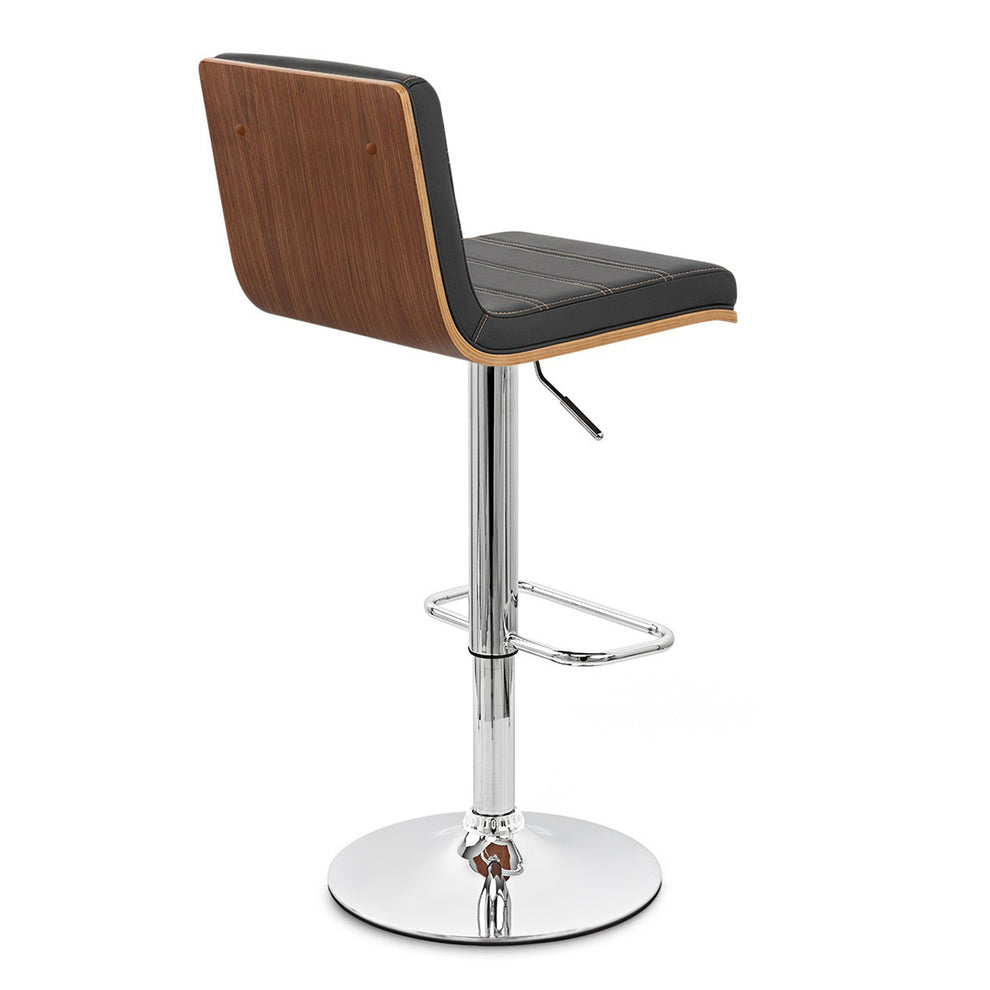 Black and Silver Fabric and Iron Low Back Adjustable Height Swivel Bar Chair By Homeroots | Bar Stools | Modishstore - 4