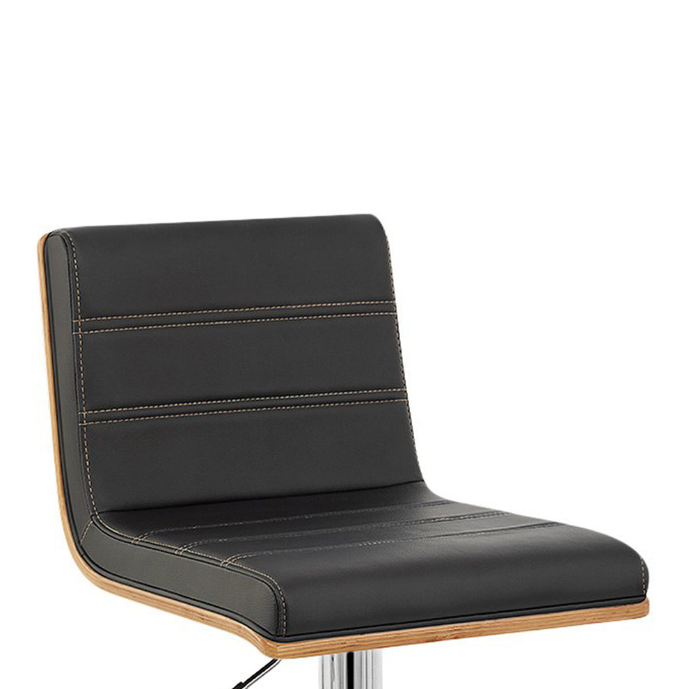 Black and Silver Fabric and Iron Low Back Adjustable Height Swivel Bar Chair By Homeroots | Bar Stools | Modishstore - 7