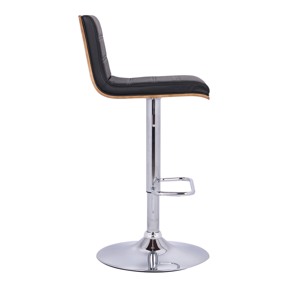 Black and Silver Fabric and Iron Low Back Adjustable Height Swivel Bar Chair By Homeroots | Bar Stools | Modishstore - 6