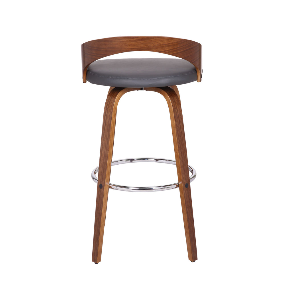 Gray and Brown Faux Leather and Iron Low Back Bar Height Swivel Bar Chair By Homeroots | Bar Stools | Modishstore - 7