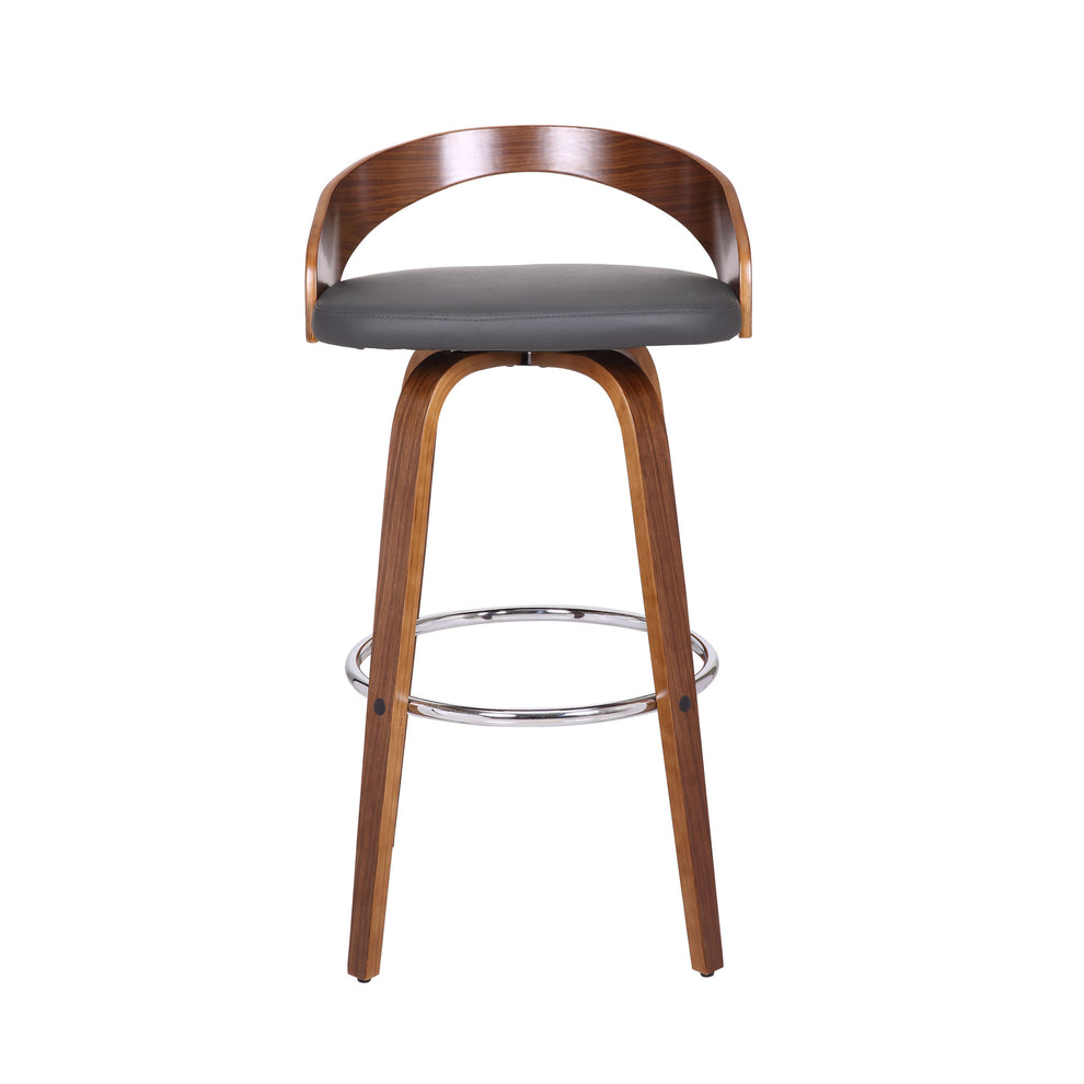 Gray and Brown Faux Leather and Iron Low Back Bar Height Swivel Bar Chair By Homeroots | Bar Stools | Modishstore - 4