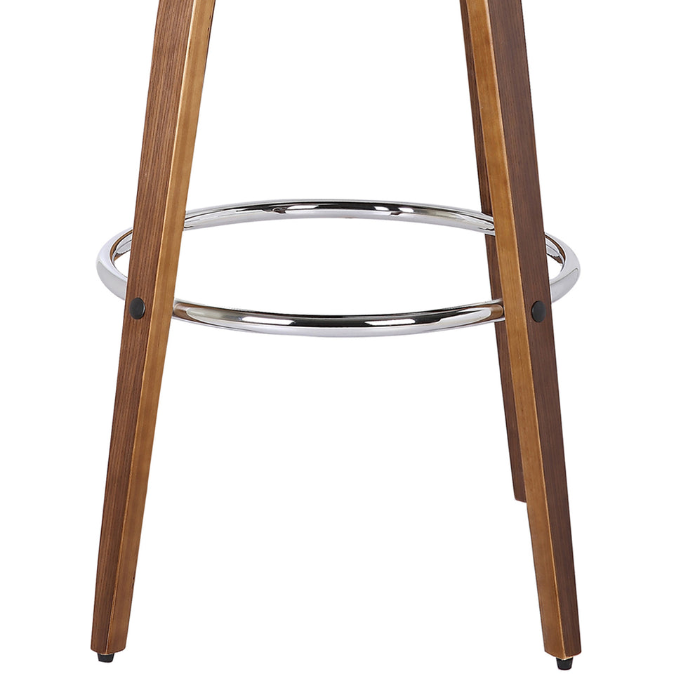 Brown Faux Leather And Solid Wood Swivel Low Back Counter Height Bar Chair By Homeroots | Bar Stools | Modishstore - 6