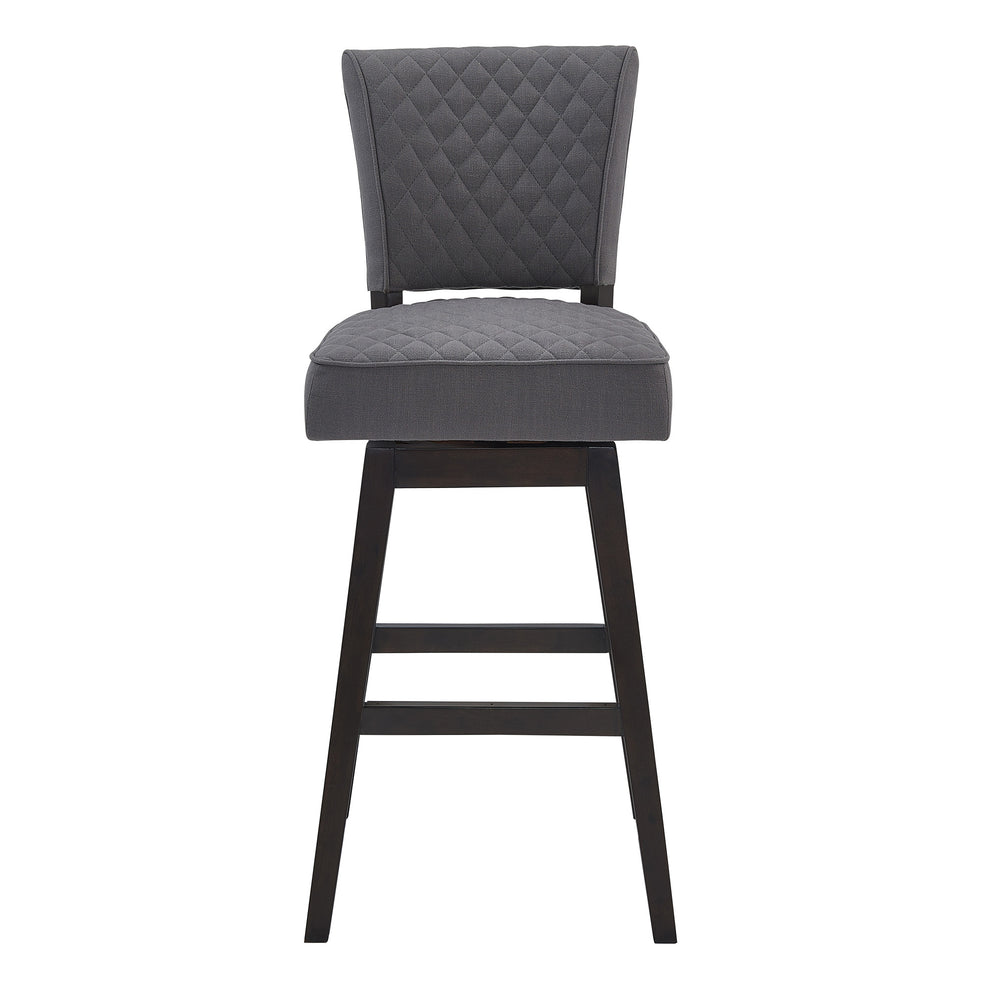 Gray and Espresso Fabric and Solid Wood Counter Height Swivel Bar Chair By Homeroots | Bar Stools | Modishstore - 3