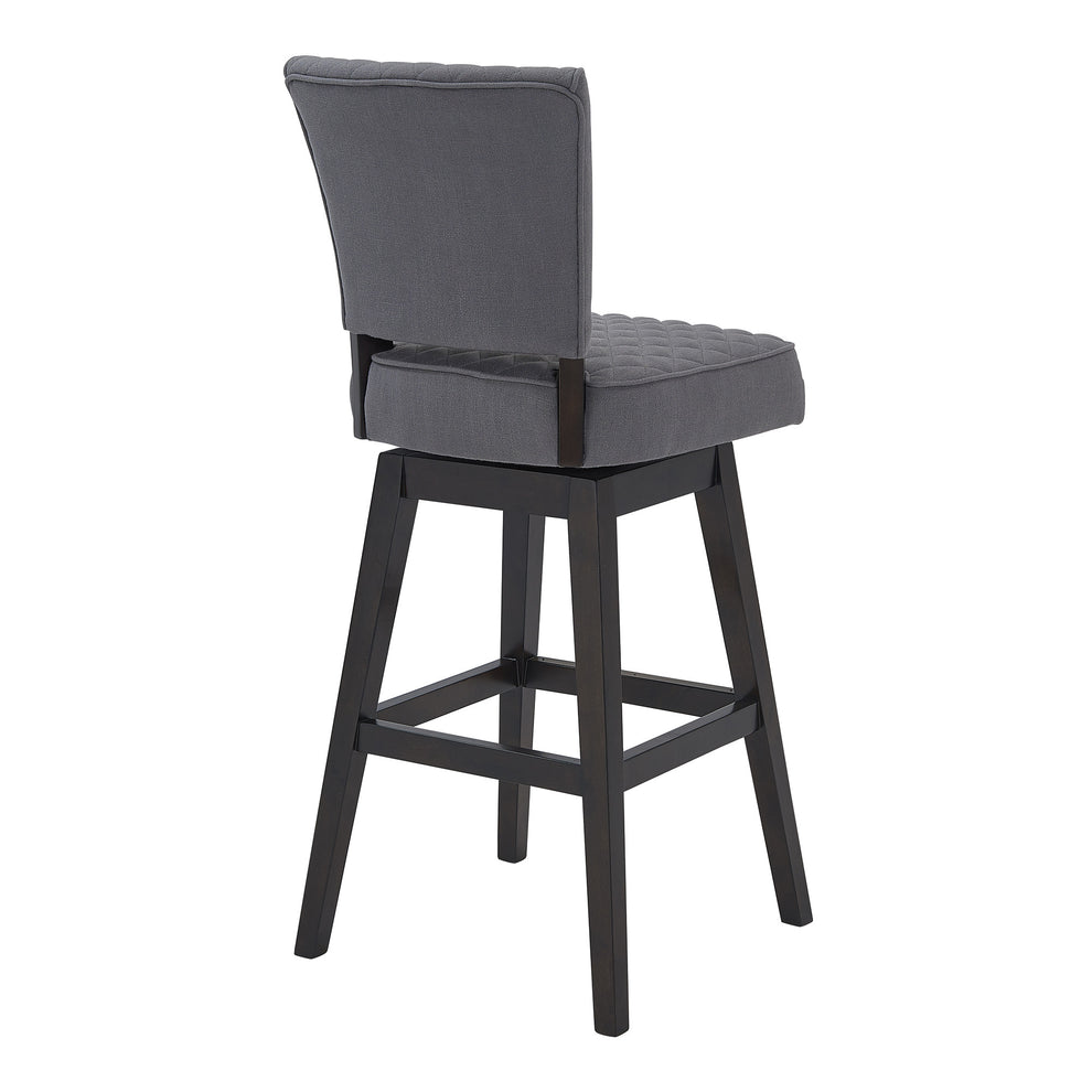 Gray and Espresso Fabric and Solid Wood Counter Height Swivel Bar Chair By Homeroots | Bar Stools | Modishstore - 4