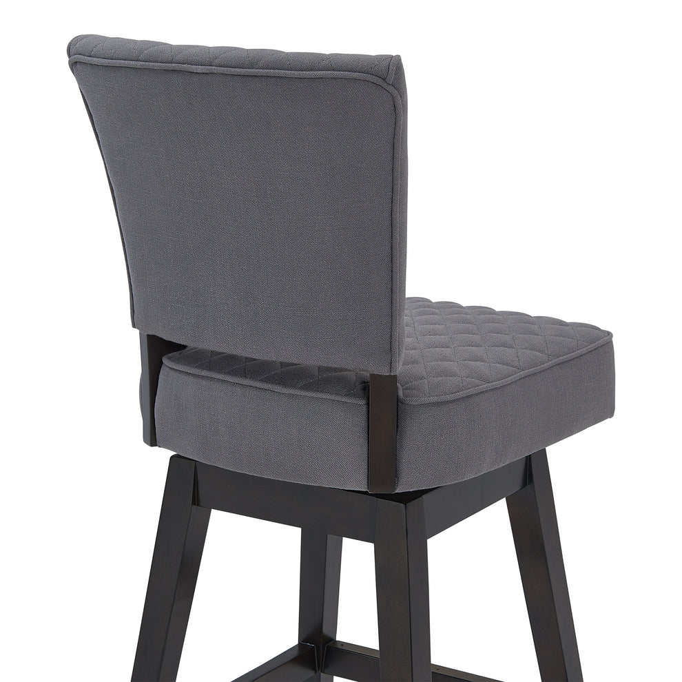 Gray and Espresso Fabric and Solid Wood Counter Height Swivel Bar Chair By Homeroots | Bar Stools | Modishstore - 5