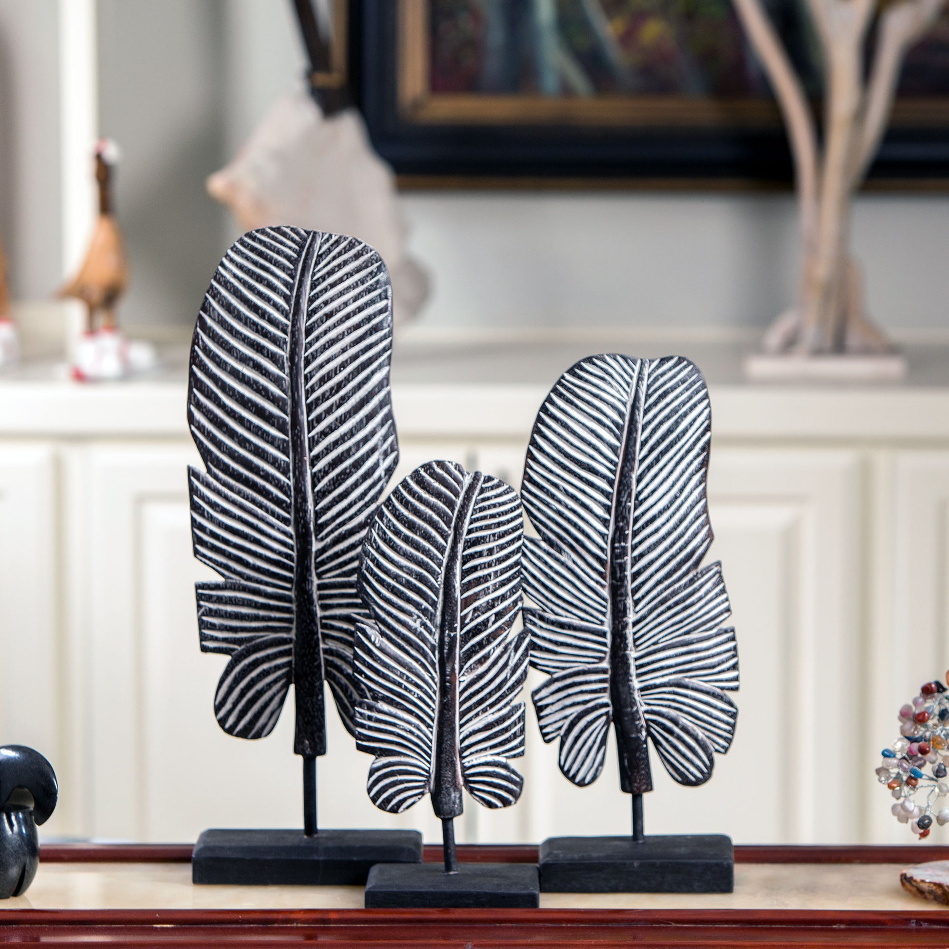 Banana Leaf on Stands Set of 2 By Garden Age Supply | Sculptures | Modishstore - 1