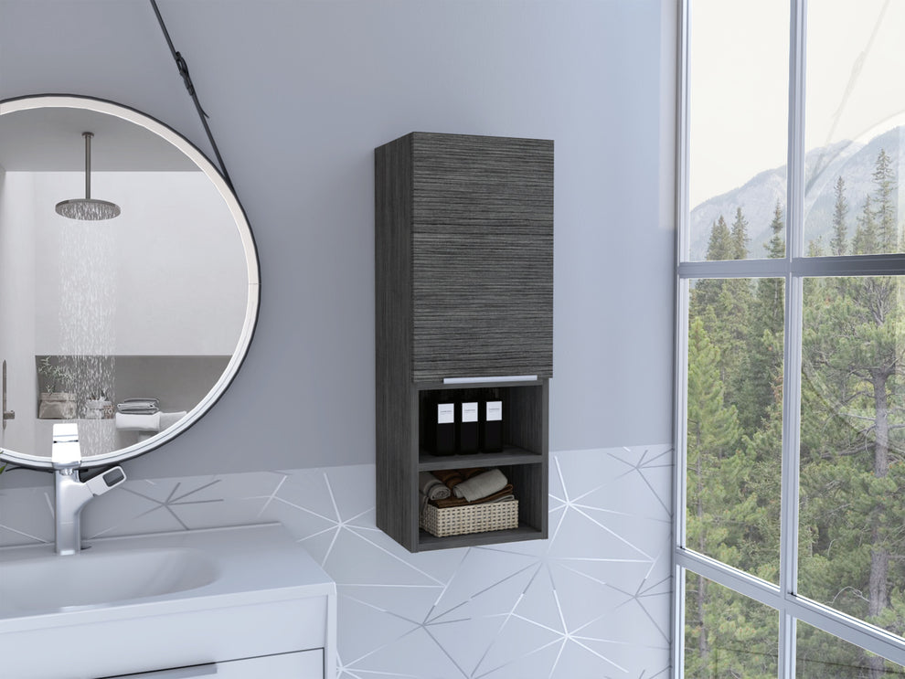 Smoky Gray Oak Accent Cabinet With Three Shelves By Homeroots | Cabinets | Modishstore - 5
