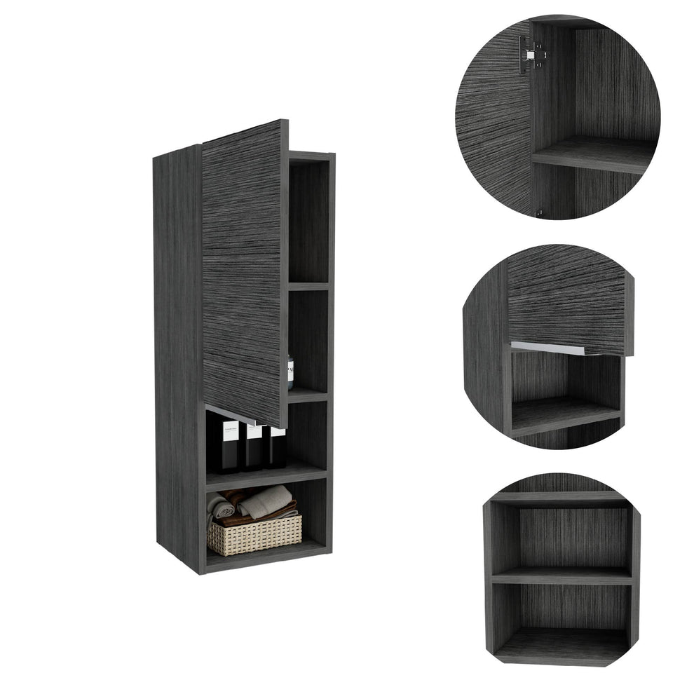 Smoky Gray Oak Accent Cabinet With Three Shelves By Homeroots | Cabinets | Modishstore - 4
