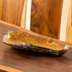 Teak New Long Tray - Burnt Finish Set of 2 By Garden Age Supply
