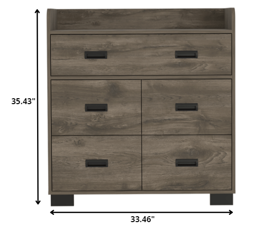 Dark Brown Manufactured Wood Five Drawer Dresser By Homeroots | Dressers | Modishstore - 4
