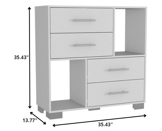 White Manufactured Wood Four Drawer Dresser By Homeroots | Dressers | Modishstore - 5