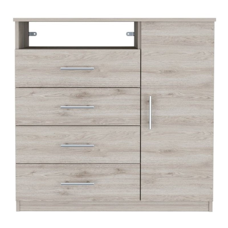 Light Gray Manufactured Wood Four Drawer Combo Dresser By Homeroots | Dressers | Modishstore - 1