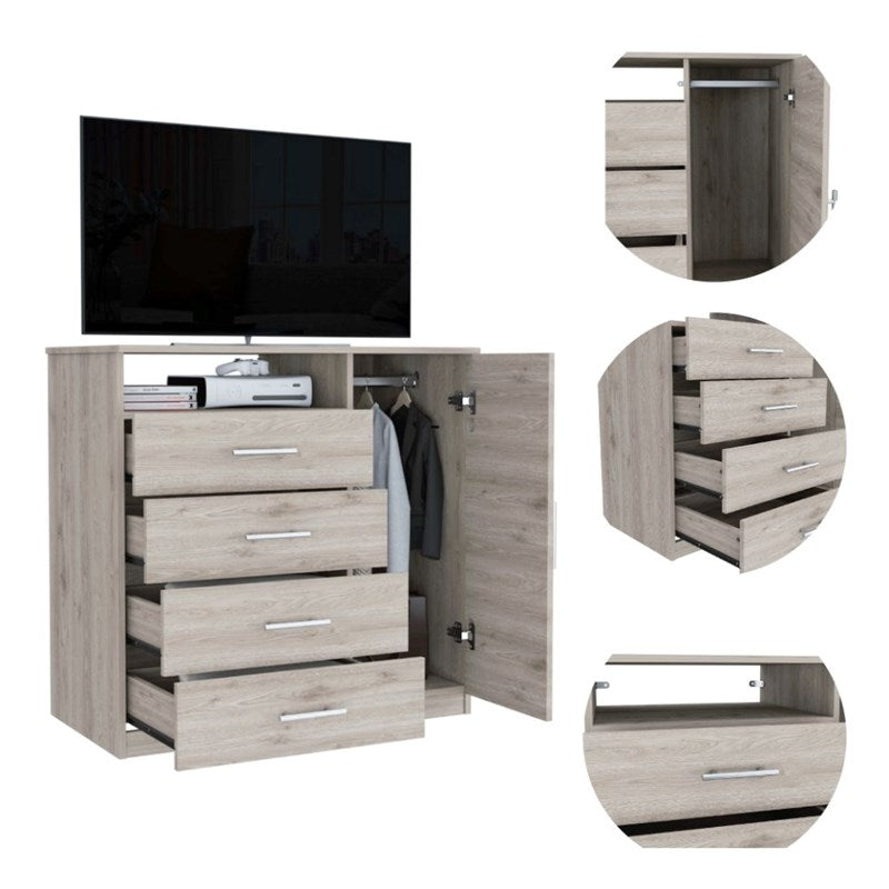 Light Gray Manufactured Wood Four Drawer Combo Dresser By Homeroots | Dressers | Modishstore - 5