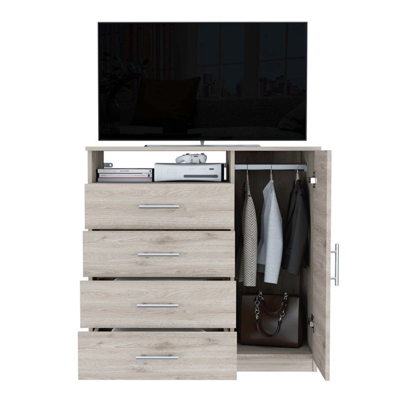 Light Gray Manufactured Wood Four Drawer Combo Dresser By Homeroots | Dressers | Modishstore - 6
