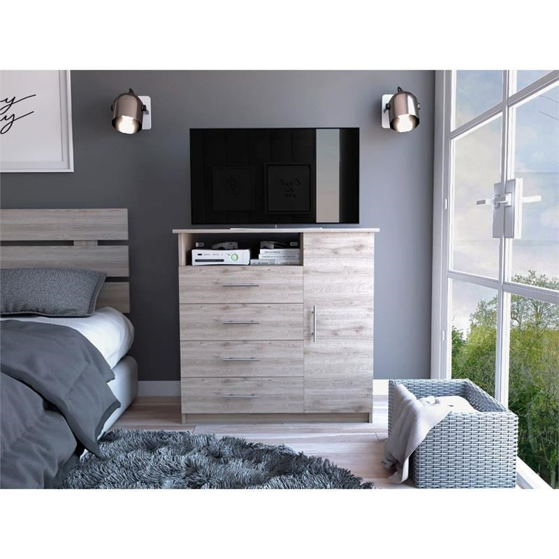 Light Gray Manufactured Wood Four Drawer Combo Dresser By Homeroots | Dressers | Modishstore - 3