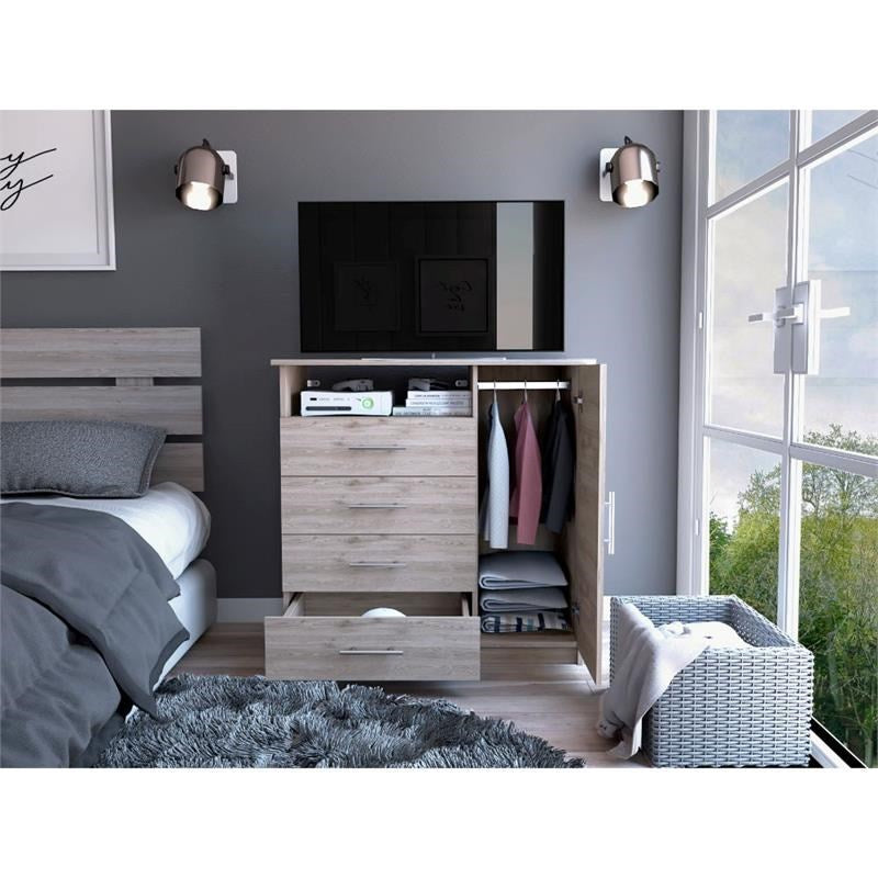 Light Gray Manufactured Wood Four Drawer Combo Dresser By Homeroots | Dressers | Modishstore - 4